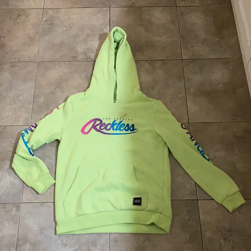 Neon green Young and reckless hoodie
